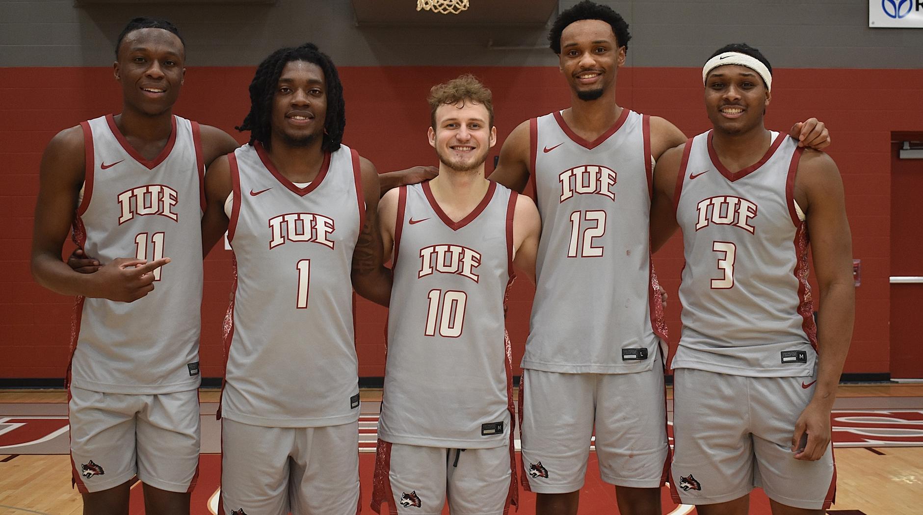IU East seniors Darrin Delaney, Jameer Ajibade, Tobey Billups, Dewayne Robinson and Kyle Tolbert.