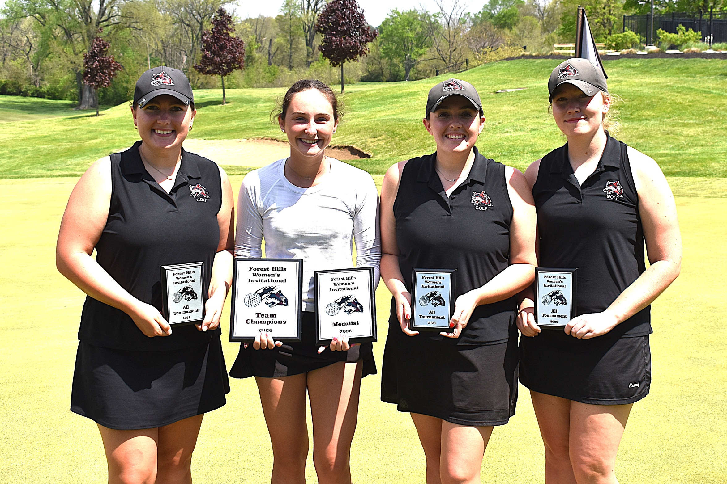 Lainey Jackson (L to R), Maddie Campbell, Sophia Curry and Jalyn Bruns were on the all-tournament team in the Forest Hills Invitational on April 25, 2026.